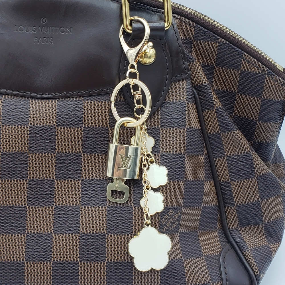 Authentic Louis Vuitton Gold Padlock with Unbranded Bagcharm, Keychain 020226